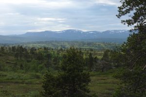 View from a hilltop on wide land with dramatic lighting